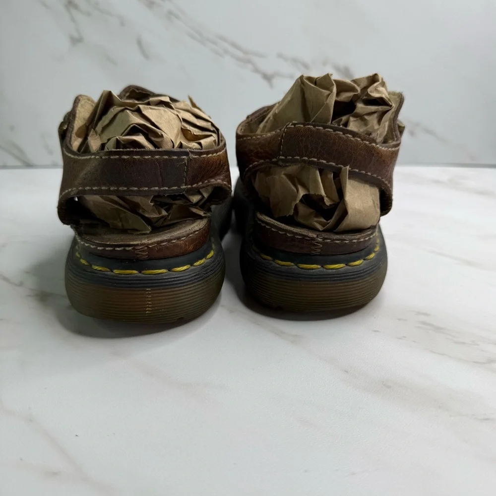 Vtg 1990's Dr. Martens D10715 Brown Leather Braided Chunky Platform Sandals - Picture 3 of 12